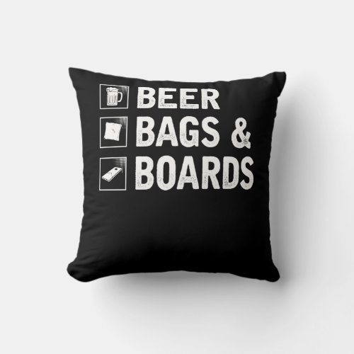 Cornhole Bag and Beer Drinking Corn Player Throw Pillow