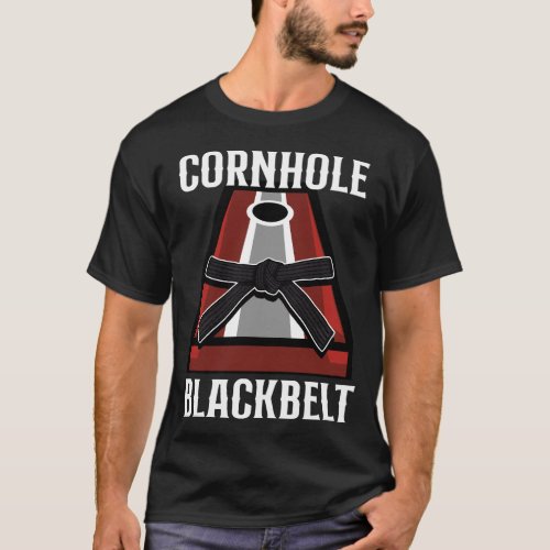 Cornhole Bean Bag Cornhole Black Belt T_Shirt