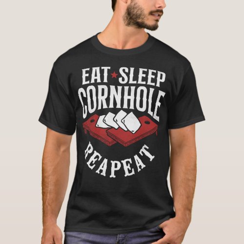 Cornhole Bean Bag Eat Sleep Cornhole Repeat T_Shirt