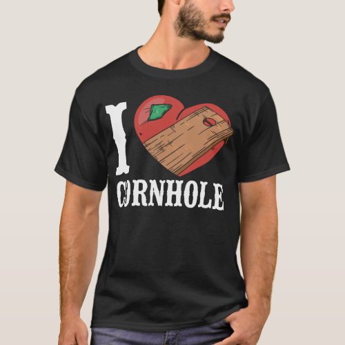 Cornhole Bean Bag I Love Cornhole Heart T_Shirt