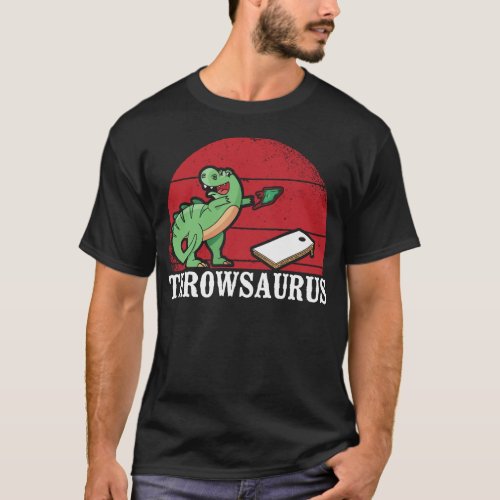 Cornhole Bean Bag Throwsaurus T_Rex T_Shirt