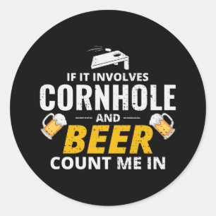 Cornhole Bean Bag Toss Outdoor Lawn Game Drinking Classic Round Sticker