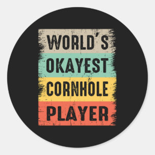 Cornhole Bean Bag Toss Outdoor Lawn Game Funny Classic Round Sticker