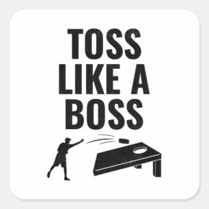 Cornhole Bean Bag Toss Outdoor Lawn Game Funny Square Sticker