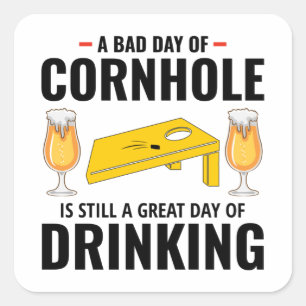 Cornhole Bean Bag Toss Outdoor Lawn Game Funny Square Sticker