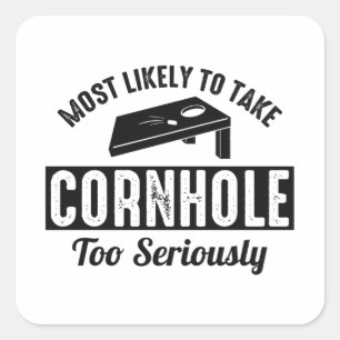 Cornhole Bean Bag Toss Outdoor Lawn Game Funny Square Sticker