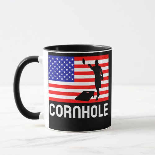 Cornhole Board Game Men Women American Flag Corn Mug