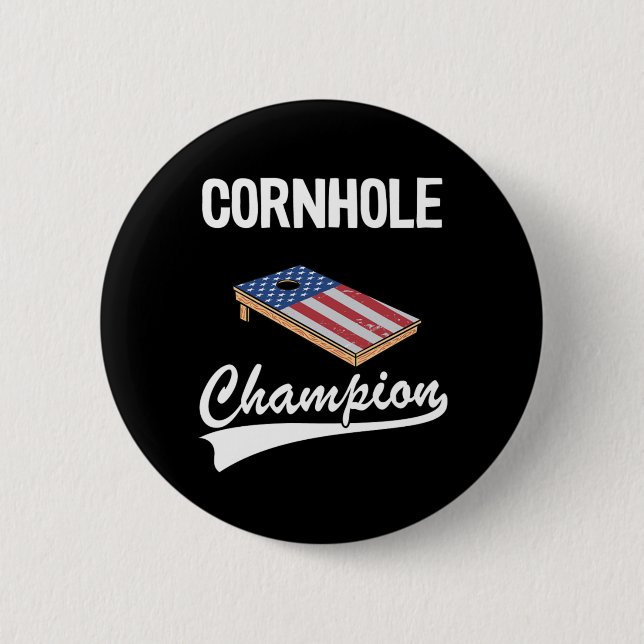 Cornhole Champion American Flag Bean Bag Board Cor Button (Front)