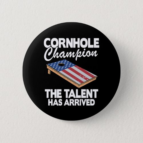 Cornhole Champion American Flag Board Funny Cornho Button