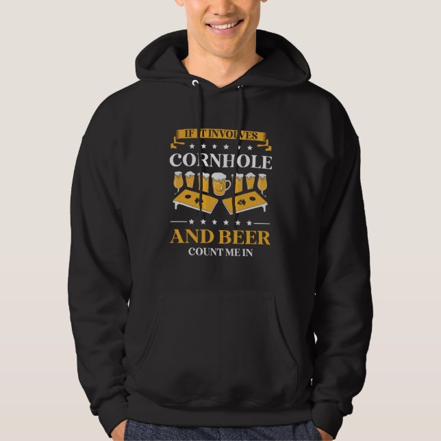 Cornhole Champion Beer Drinker Bean Bag Toss Beer Hoodie (Front)