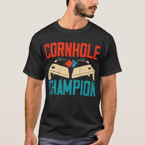 Cornhole Champion Player Team Baggo Bean Bag Toss T_Shirt