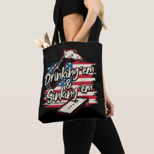 Cornhole Drinking Em Sinking Em 4th of July Tote Bag