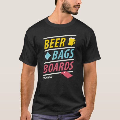 Cornhole Funny Beer Bags Boards Retro Gaming T_Shirt