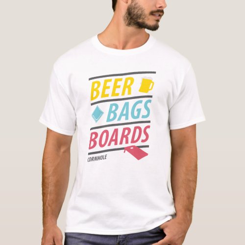 Cornhole Funny Beer Bags Boards Retro Gaming T_Shirt