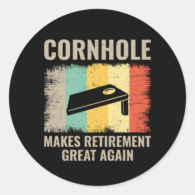Cornhole Game Boards Bags Funny Classic Round Sticker (Front)