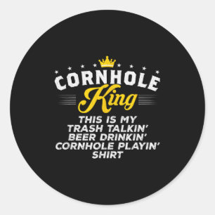 Cornhole King Traalkin Funny Cornhole Gift Classic Round Sticker
