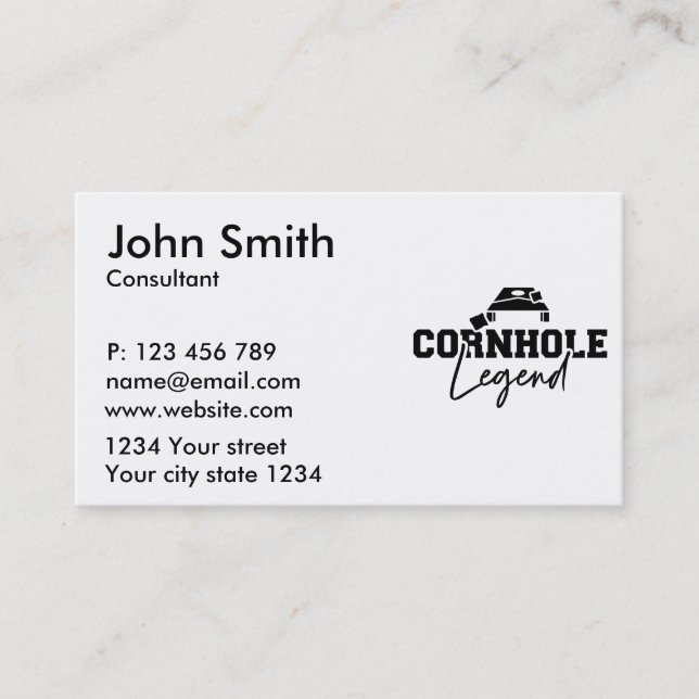 Cornhole Legend Business Card (Front)