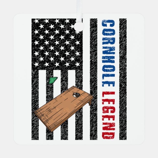 Cornhole Legend USA Metal Ornament (Front)