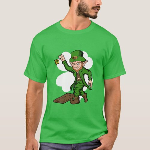 Cornhole Player Leprechaun St Patricks Day  T_Shirt