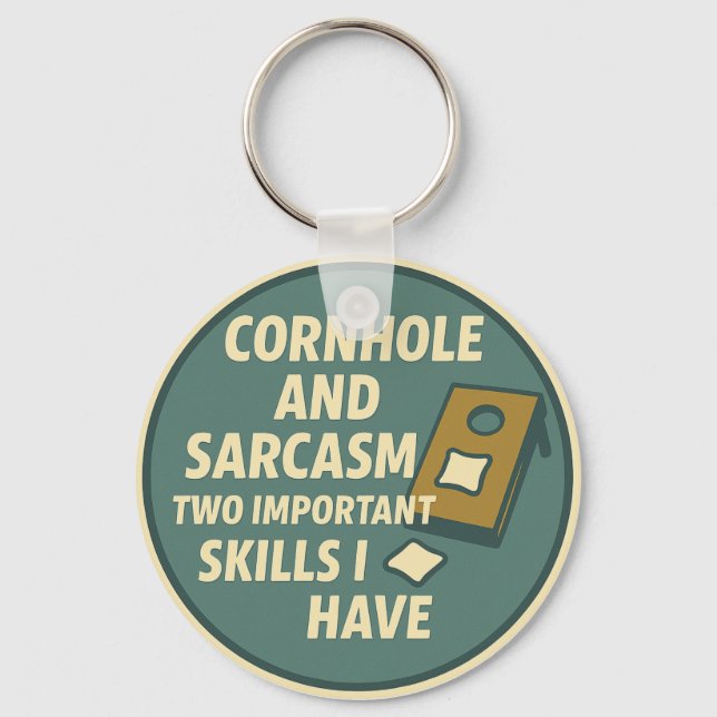 Cornhole Player With Sarcastic Sense of Humor Keychain (Front)