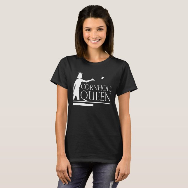 Cornhole Queen Funny Party Game Distressed T-Shirt (Front Full)