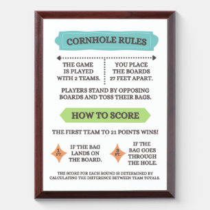 Cornhole Rules Wooden Wall Decor Plaque