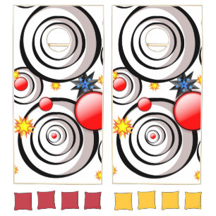 Cornhole Set Abstract Colorful Red Yellow Black