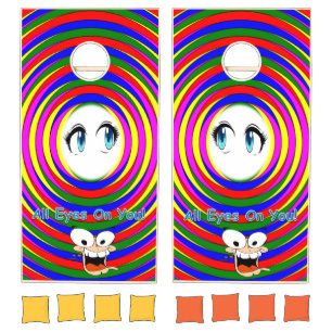 Cornhole Set All Eyes on You Circular Colorful 