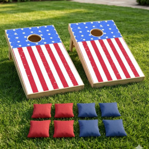 Cornhole Set American Flag Stars Stripes Patriotic
