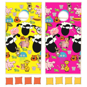 Cornhole Set Animals Colorful Fun Happy Times