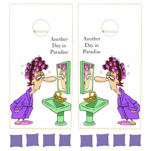 Cornhole Set Another Day in Paradise Funny Lady  (Set)