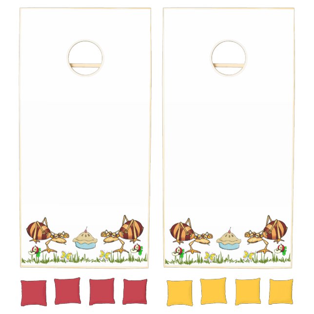 Cornhole Set Ants Grass Floral Apple Pie  (Set)