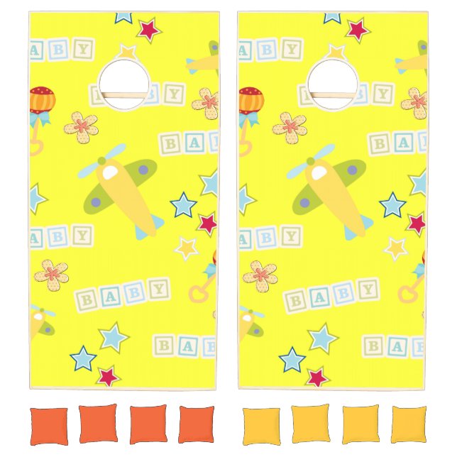 Cornhole Set Baby Airplane Yellow (Set)