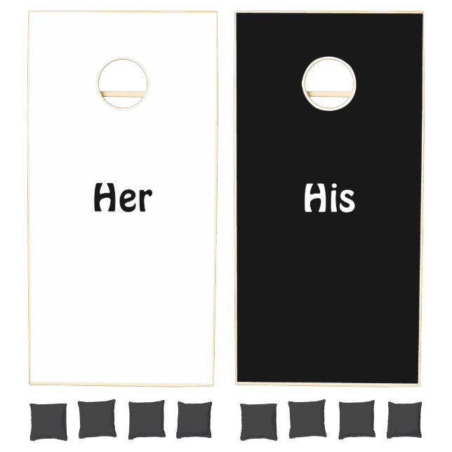 Cornhole Set Balck & White His Her (Set)