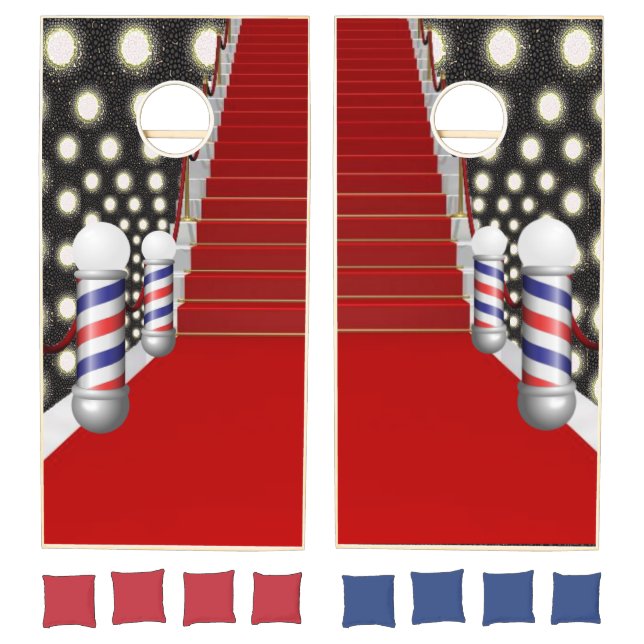 Cornhole Set Barbershop Barber Pole  (Set)