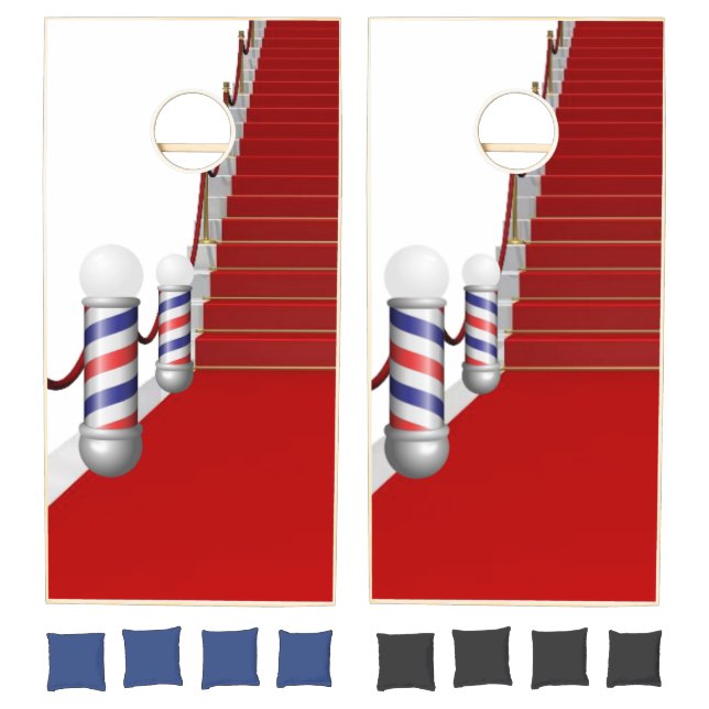 Cornhole Set Barbershop Barber Pole  (Set)