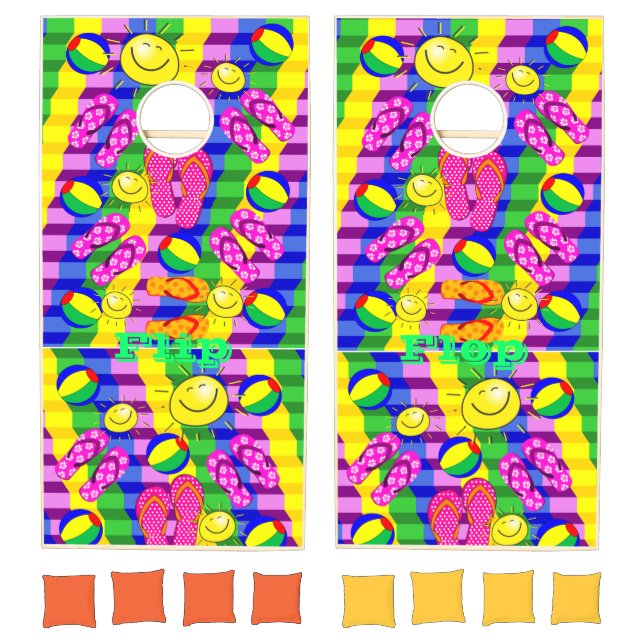 Cornhole Set Beach Sun Flip Flops (Set)