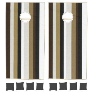 Cornhole Set Beige Brown Earth Color Stripe