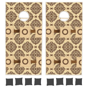 Cornhole Set Beige Circular