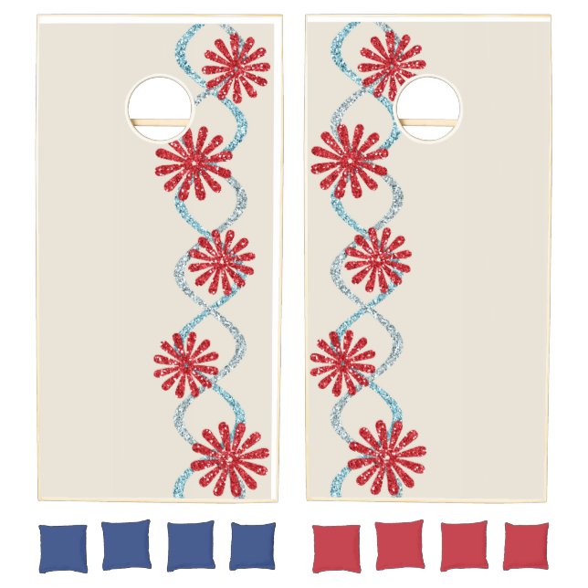 Cornhole Set Beige Floral  (Set)