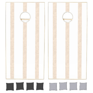 Cornhole Set Beige & White Stripe