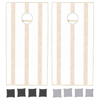 Cornhole Set Beige & White Stripe