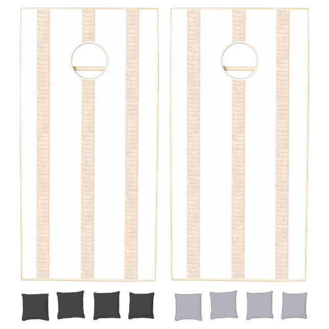 Cornhole Set Beige & White Stripe (Set)