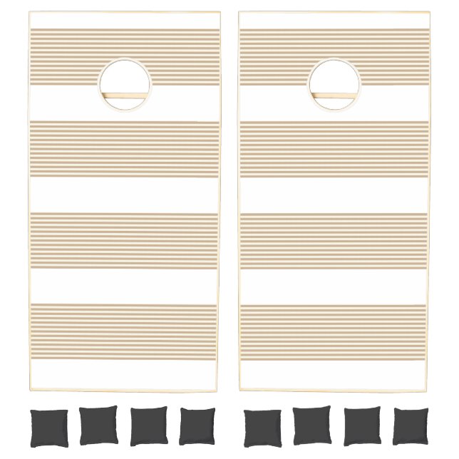 Cornhole Set Beige & White Stripe (Set)