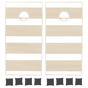 Cornhole Set Beige & White Stripe