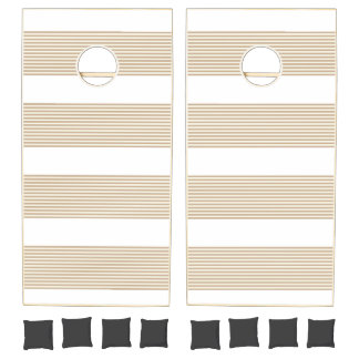 Cornhole Set Beige & White Stripe