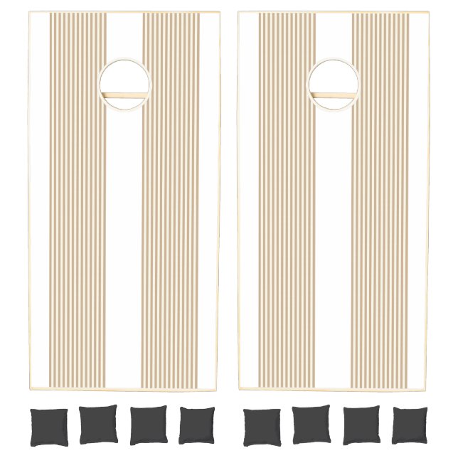 Cornhole Set Beige & White Stripe (Set)