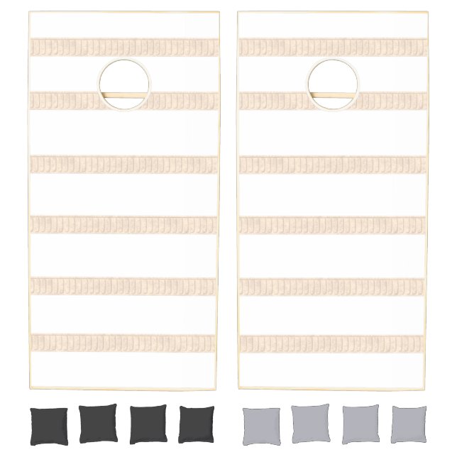 Cornhole Set Beige & White Stripe (Set)
