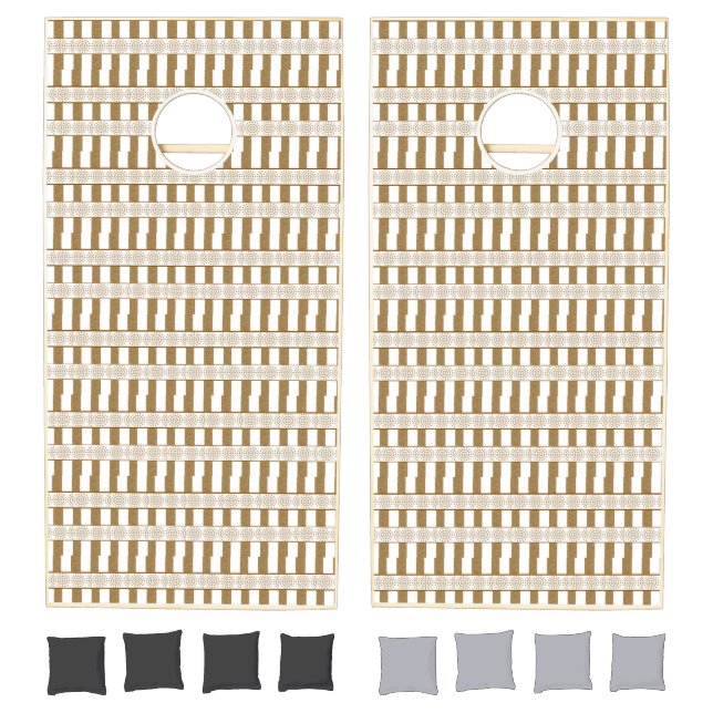 Cornhole Set Beige & White Stripe (Set)