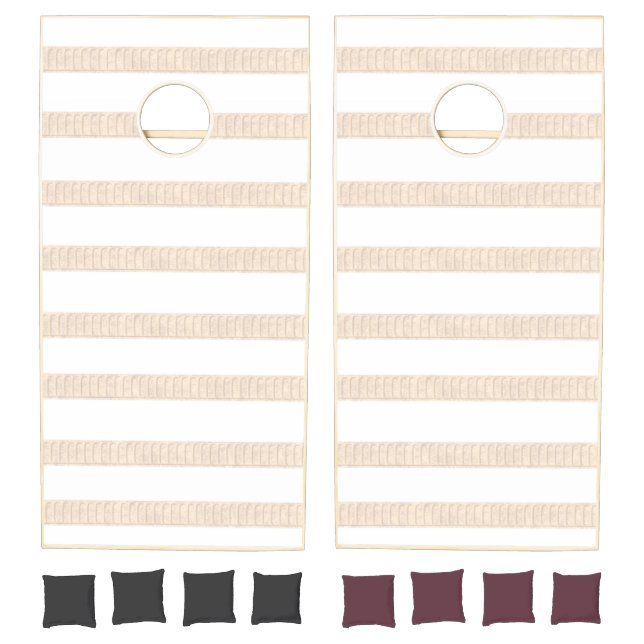 Cornhole Set Beige & White Stripe (Set)